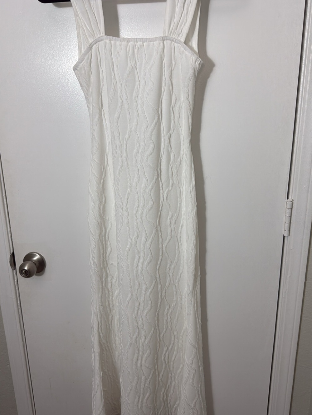 SHEIN White Textured Maxi Dress with Wide Straps